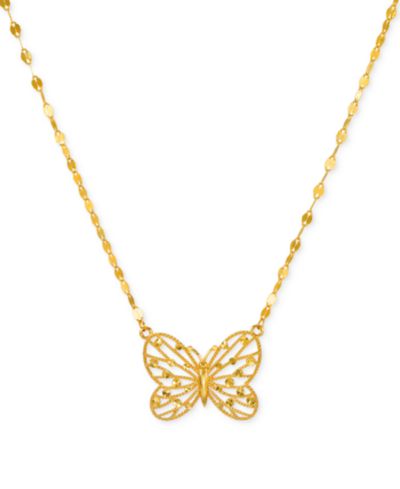 Butterfly Openwork Подвеска в 10k золоте 18"