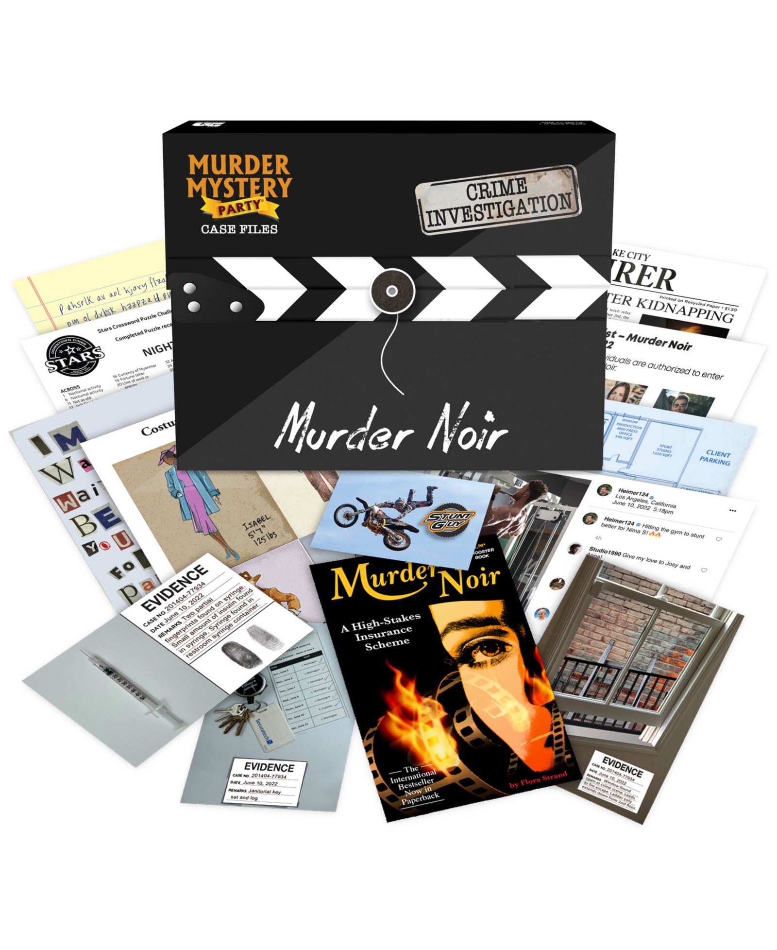Набор для игры в Murder Mystery Party Case Files, Murder Noir Set, 53 предмета