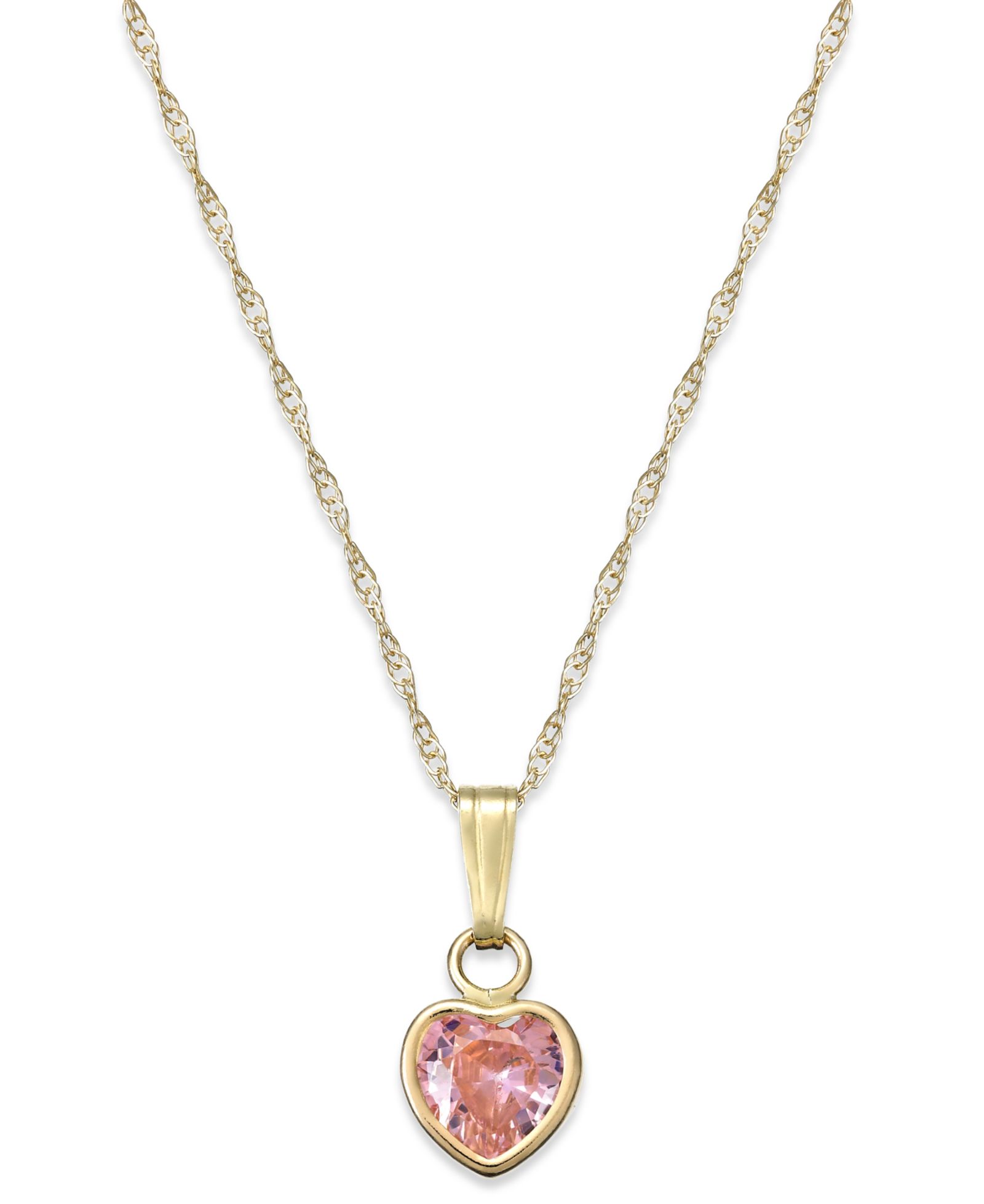 Детская подвеска-сердце из 14k Gold с розовым цирконием
