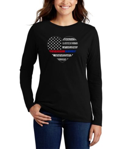 Женская футболка LA Pop Art Women's American Woman Word Art Long Sleeve T-Shirt