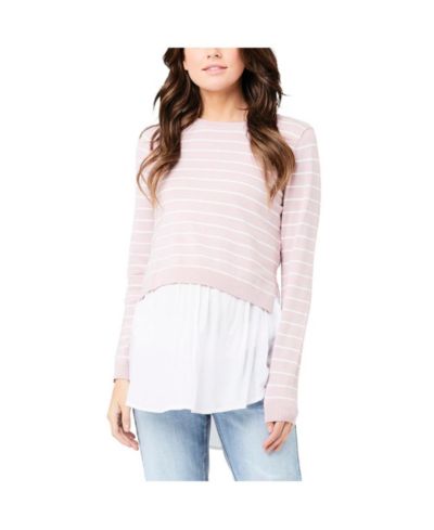 Ripe Maternity Maternity Sia Nursing Knit Dusty Pink / White