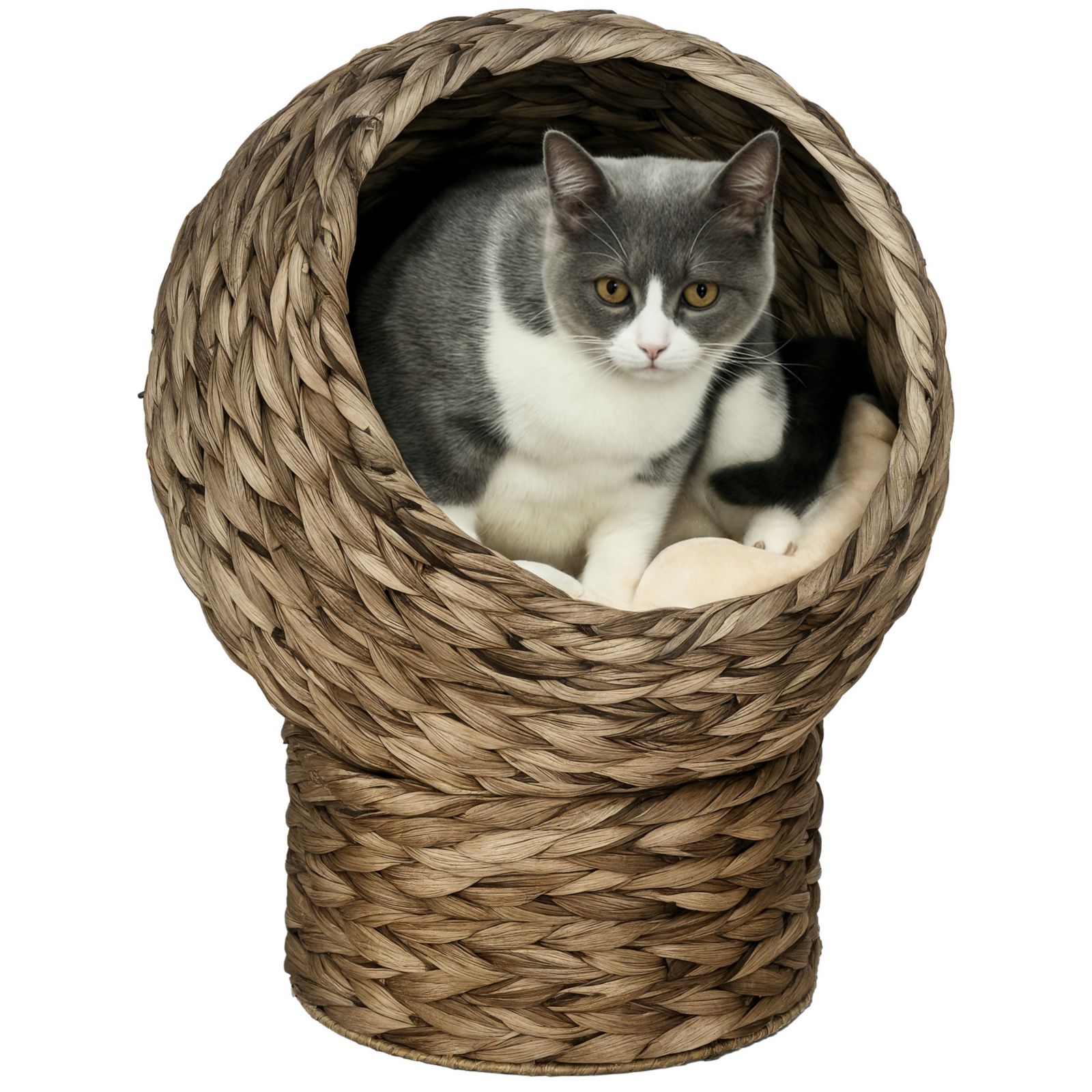 PawHut 20" Handwoven Elevated Cat Bed Basket Bed Kitty House,