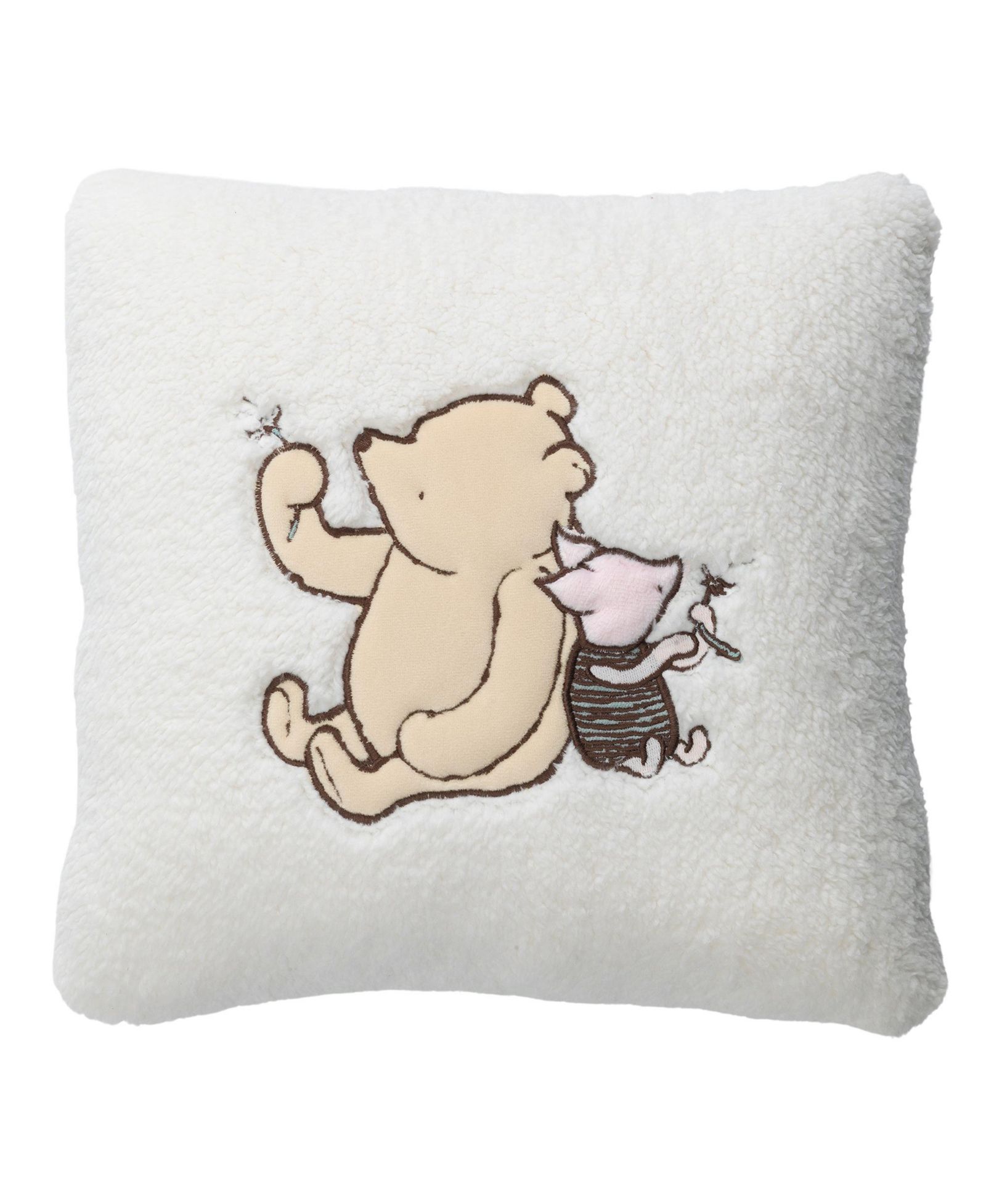 Lambs & Ivy Storytime Pooh Soft Faux Shearling Nursery Throw Pillow - Cream