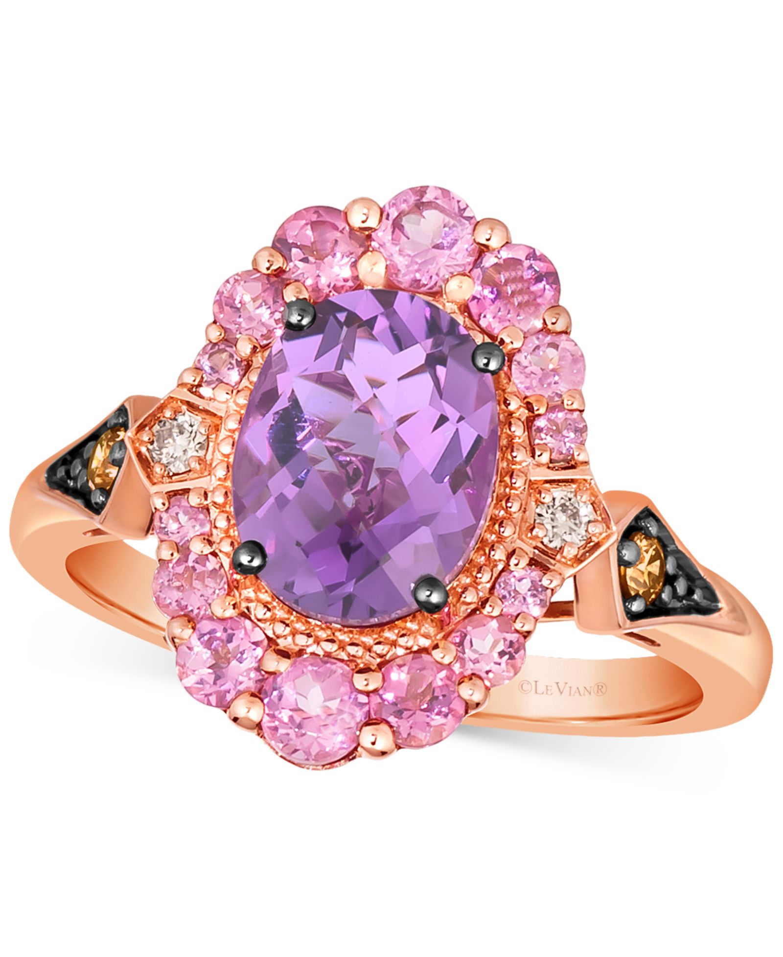Кольцо Le Vian Statement из 14k Rose Gold с аметистом и бриллиантами
