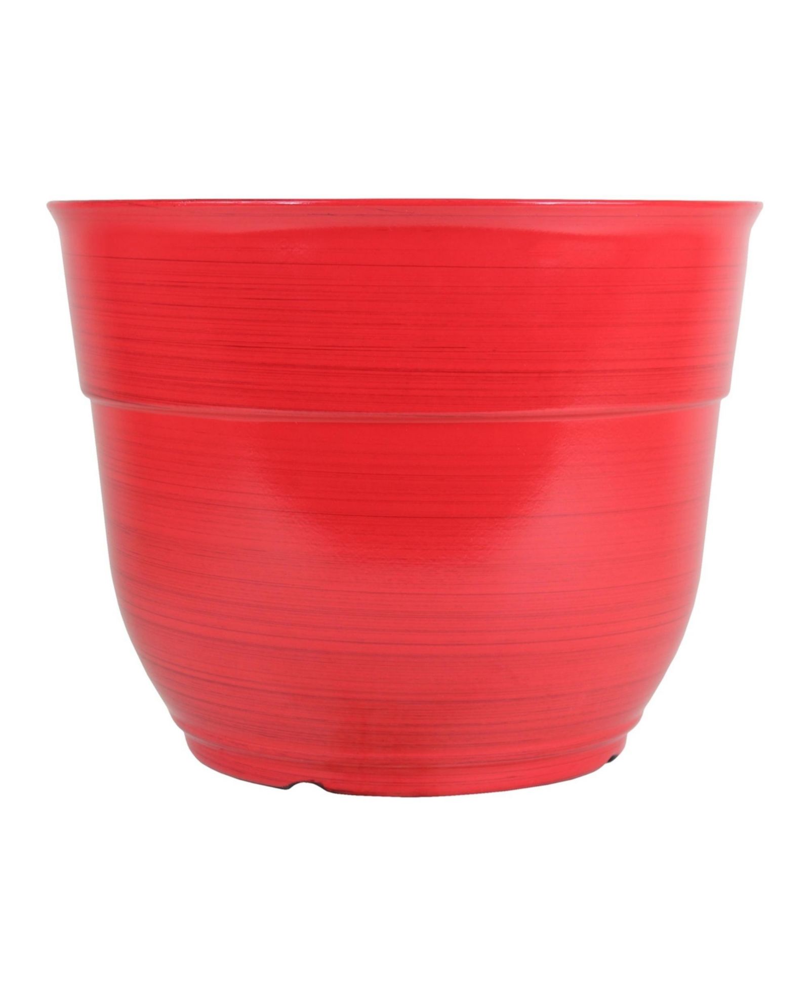 Большой пластиковый горшок Garden Elements Glazed Brushed Happy ярко-красного цвета 15 Inch
