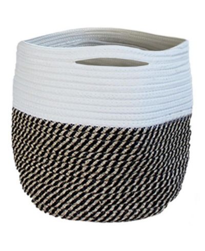 Круглый тканевый мешок-кашпо Bloem BloemBagz с ручками и подкладкой, Black/White 10inches