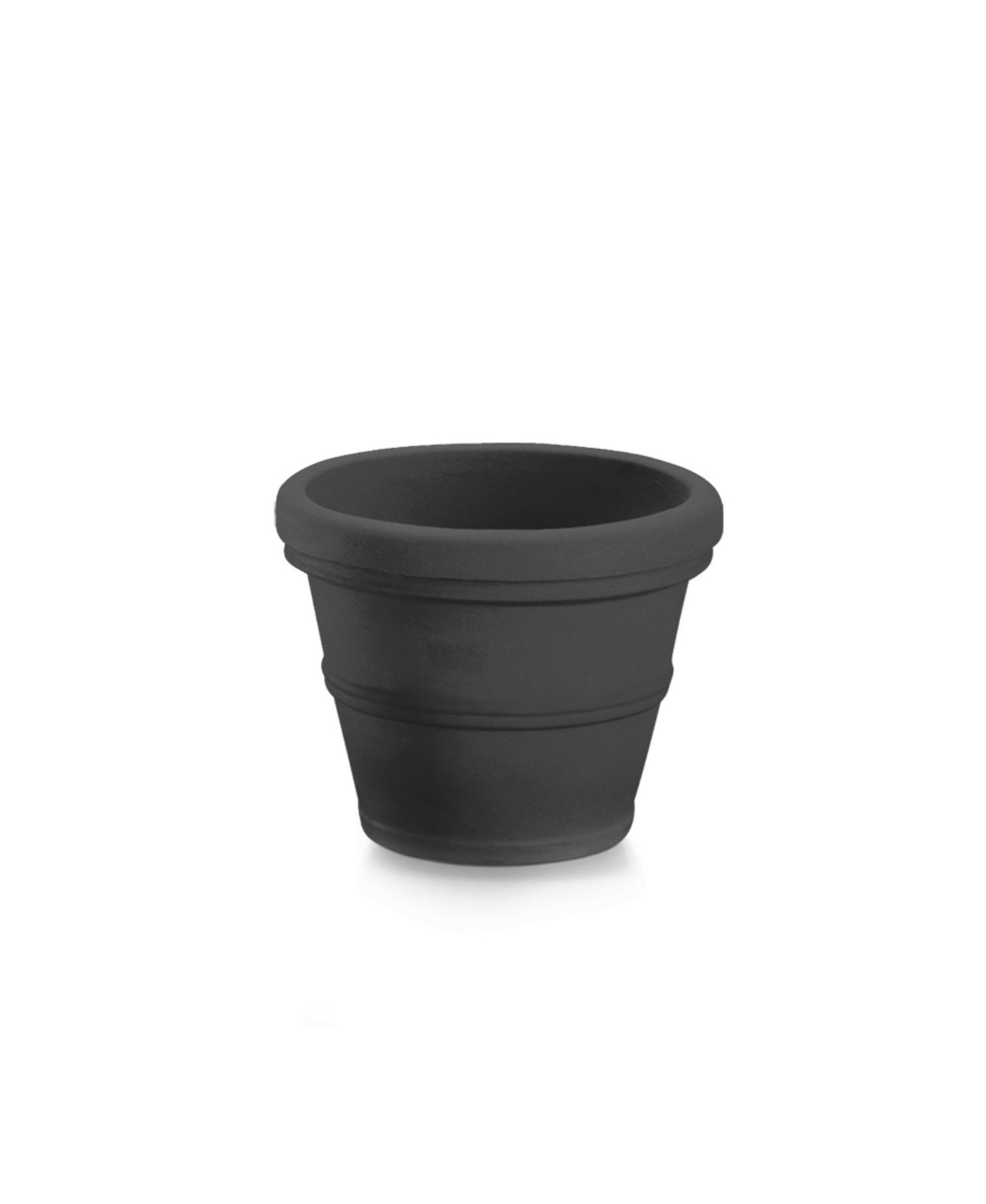 Круглый пластиковый уличный вазон Garden Elements Turin, черный, 14 Inches