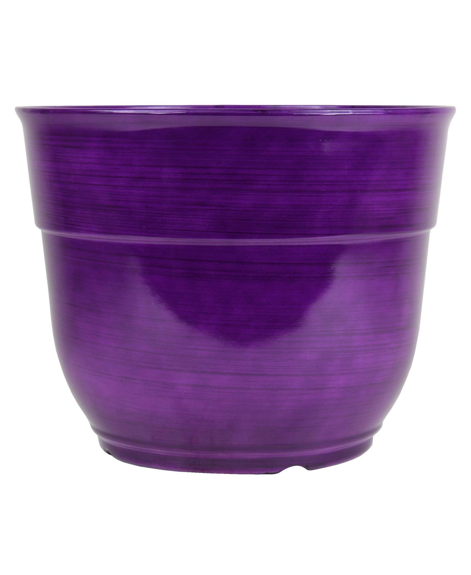 Garden Elements Декоративный пластиковый горшок Glazed Brushed Happy, Dark Purple, 15 Inch