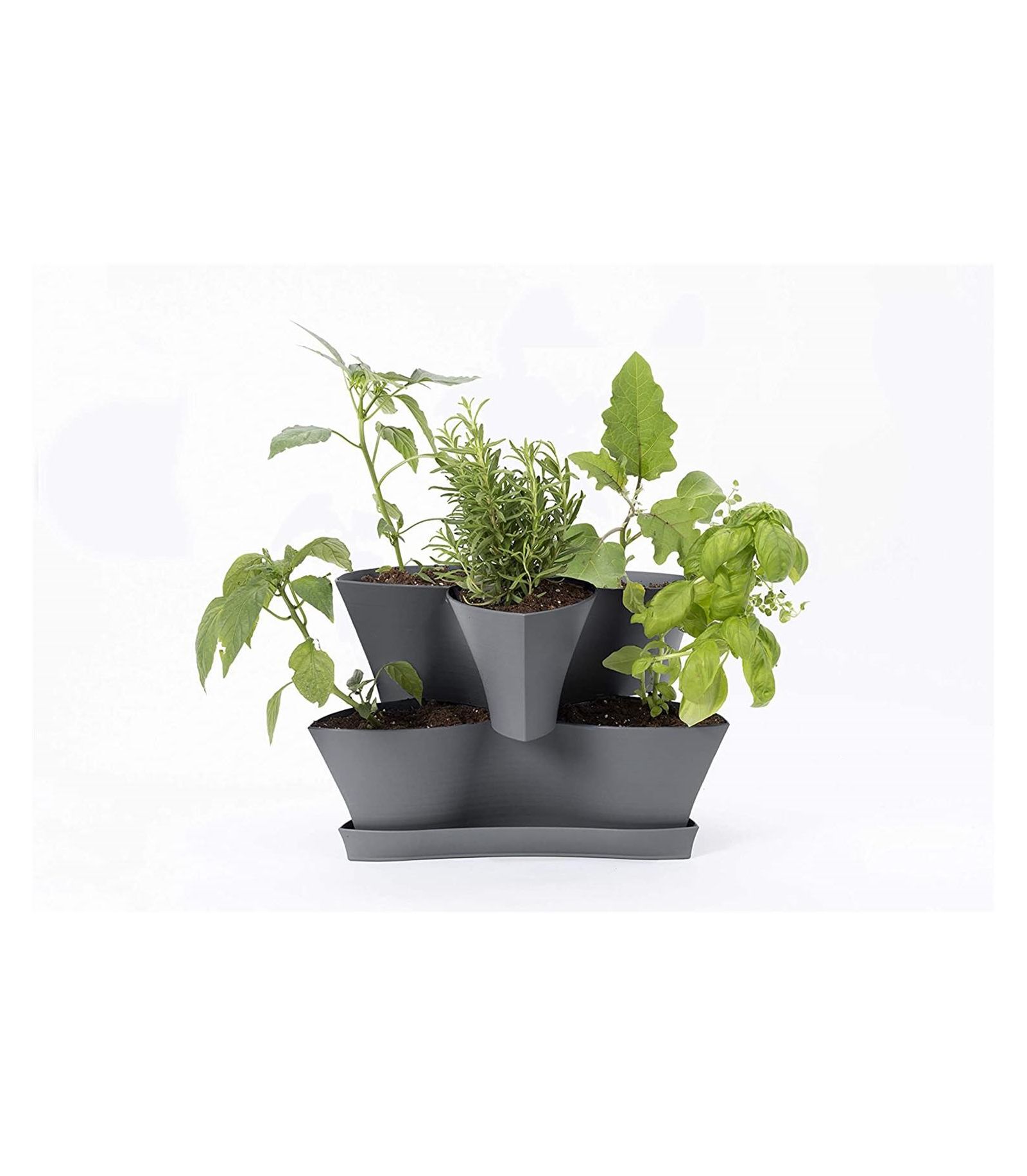 Bloem Collins Modular Vertical Herb Planter, Charcoal, 2-Tier