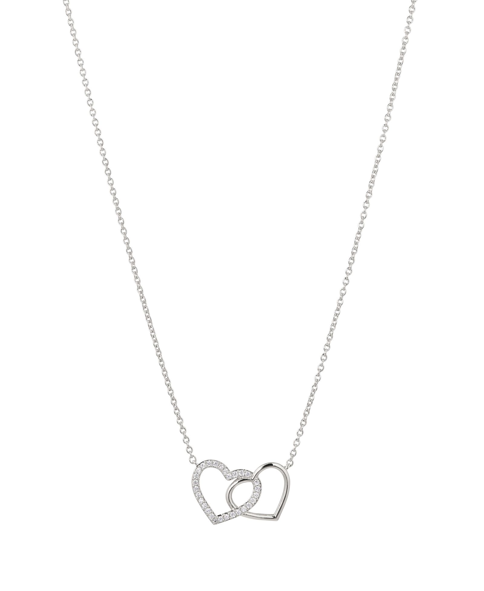 Ожерелье Eliot Danori Silver-Tone Double Heart 16" + 2" Extender