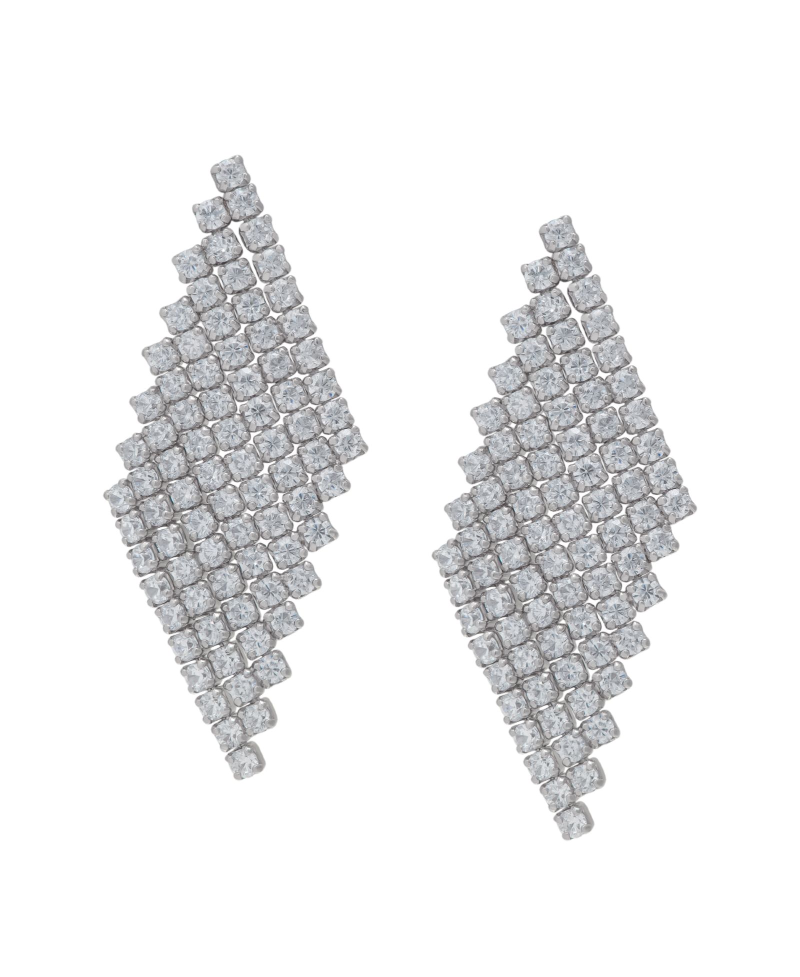 Серьги Macy's Fine Silver Plated Cubic Zirconia Dangling Diamond-Shaped Post
