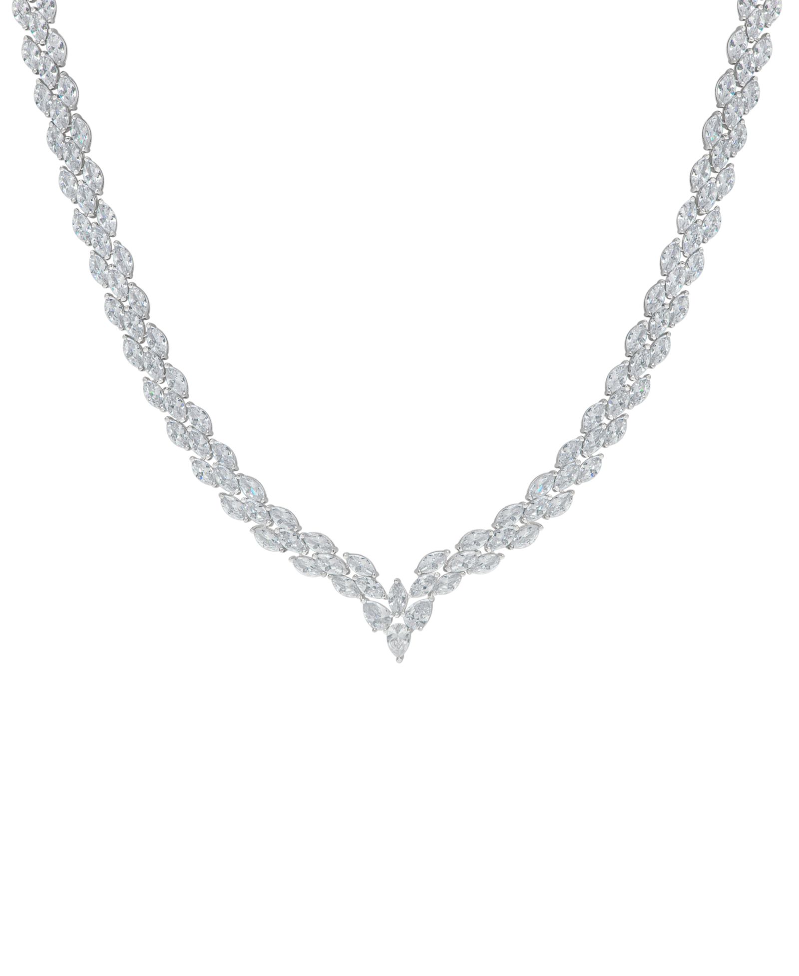 Ожерелье Macy's Fine Silver Plated Cubic Zirconia Marquise V