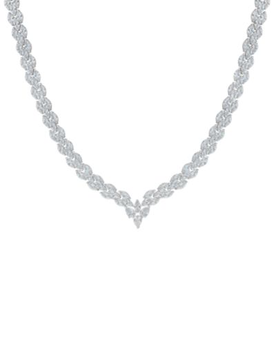 Ожерелье Macy's Fine Silver Plated Cubic Zirconia Marquise V