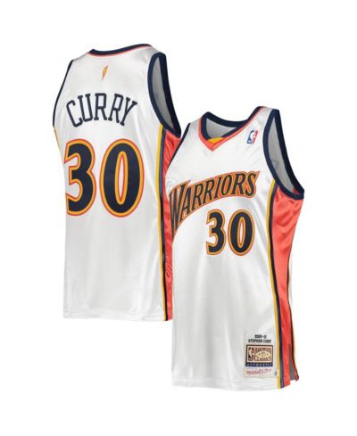 Мужская джерси Mitchell & Ness Stephen Curry White Golden State Warriors 2009-10 Hardwood Classics