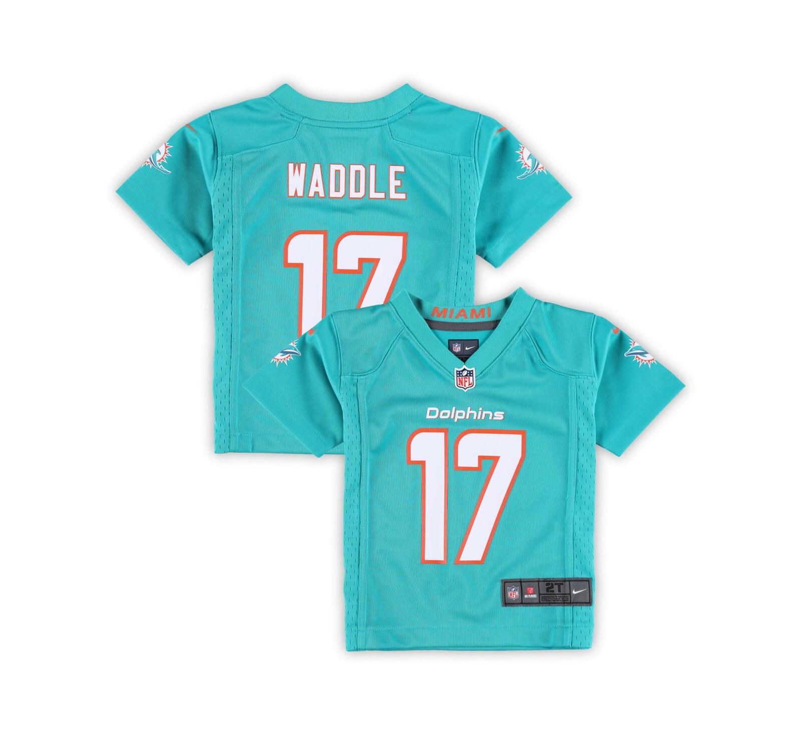 Детская джерси Nike Jaylen Waddle Aqua Miami Dolphins Game для мальчиков и девочек
