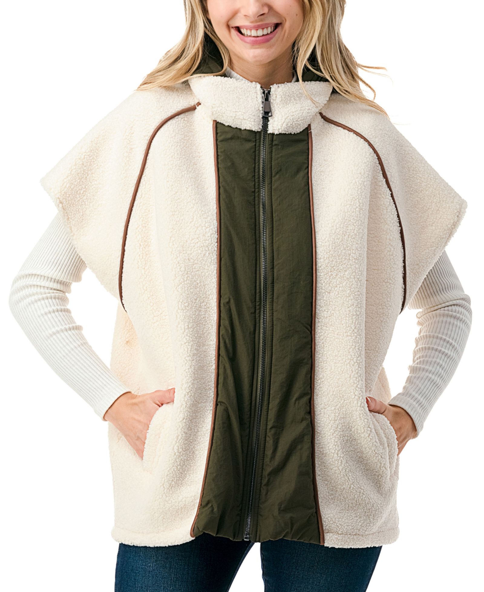 Marcus Adler Women's Quilted Long Zipper Front Vest with Hood