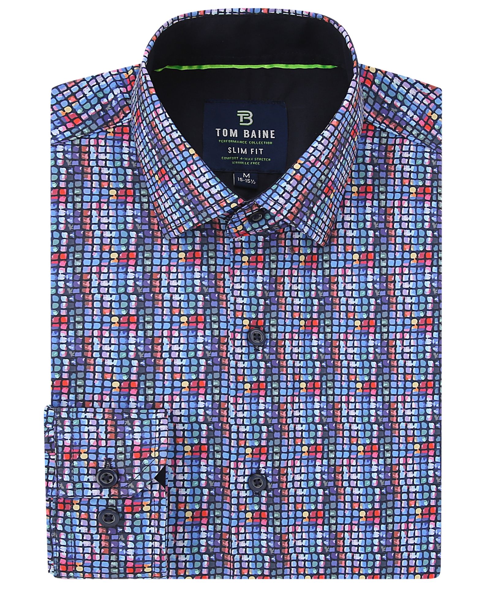 Tom Baine Men's Slim Fit Performance Long Sleeve Button Down Dress Shirt