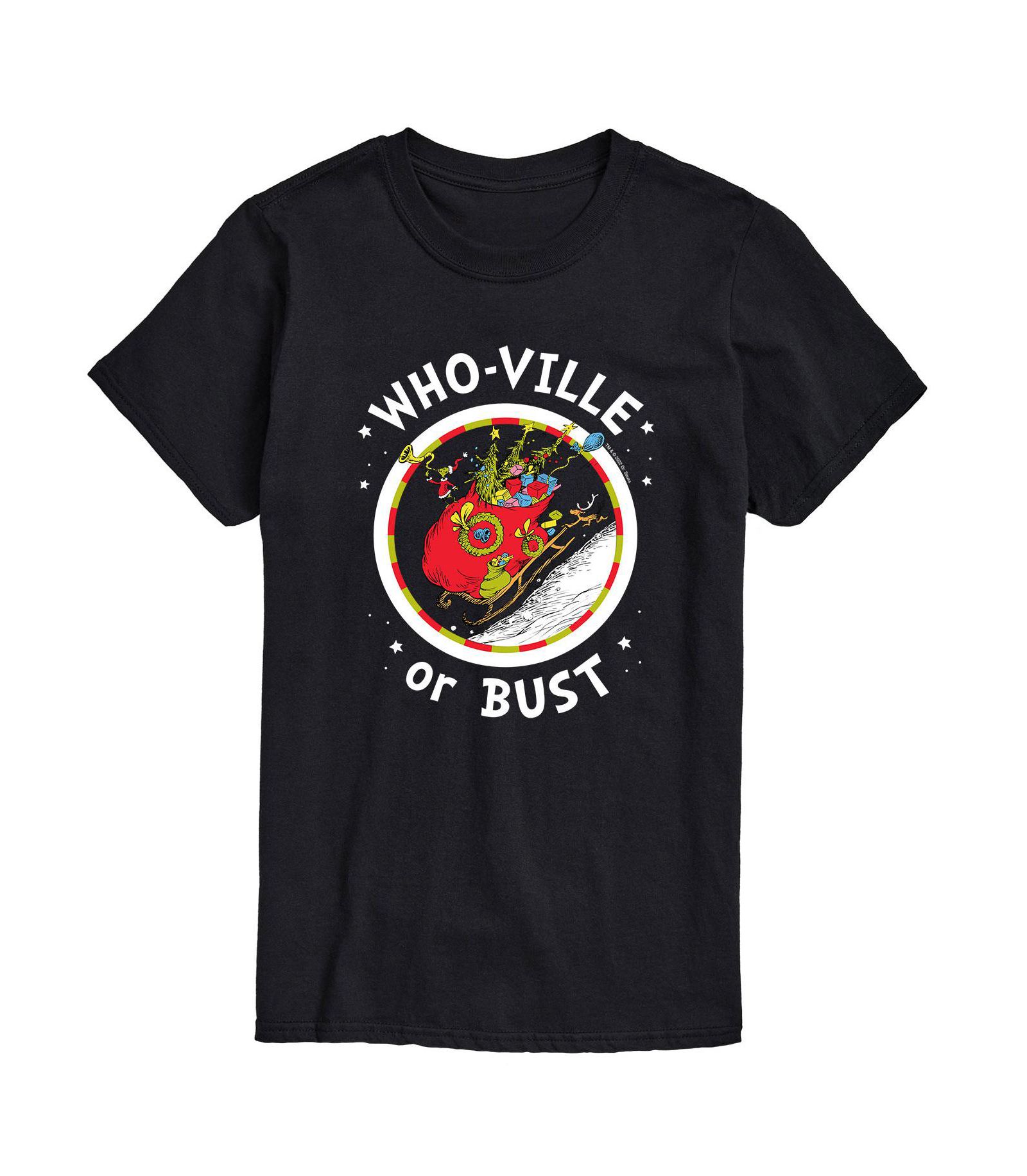 AIRWAVES Men's Dr. Seuss The Grinch Who-Ville or Bust Graphic T-shirt