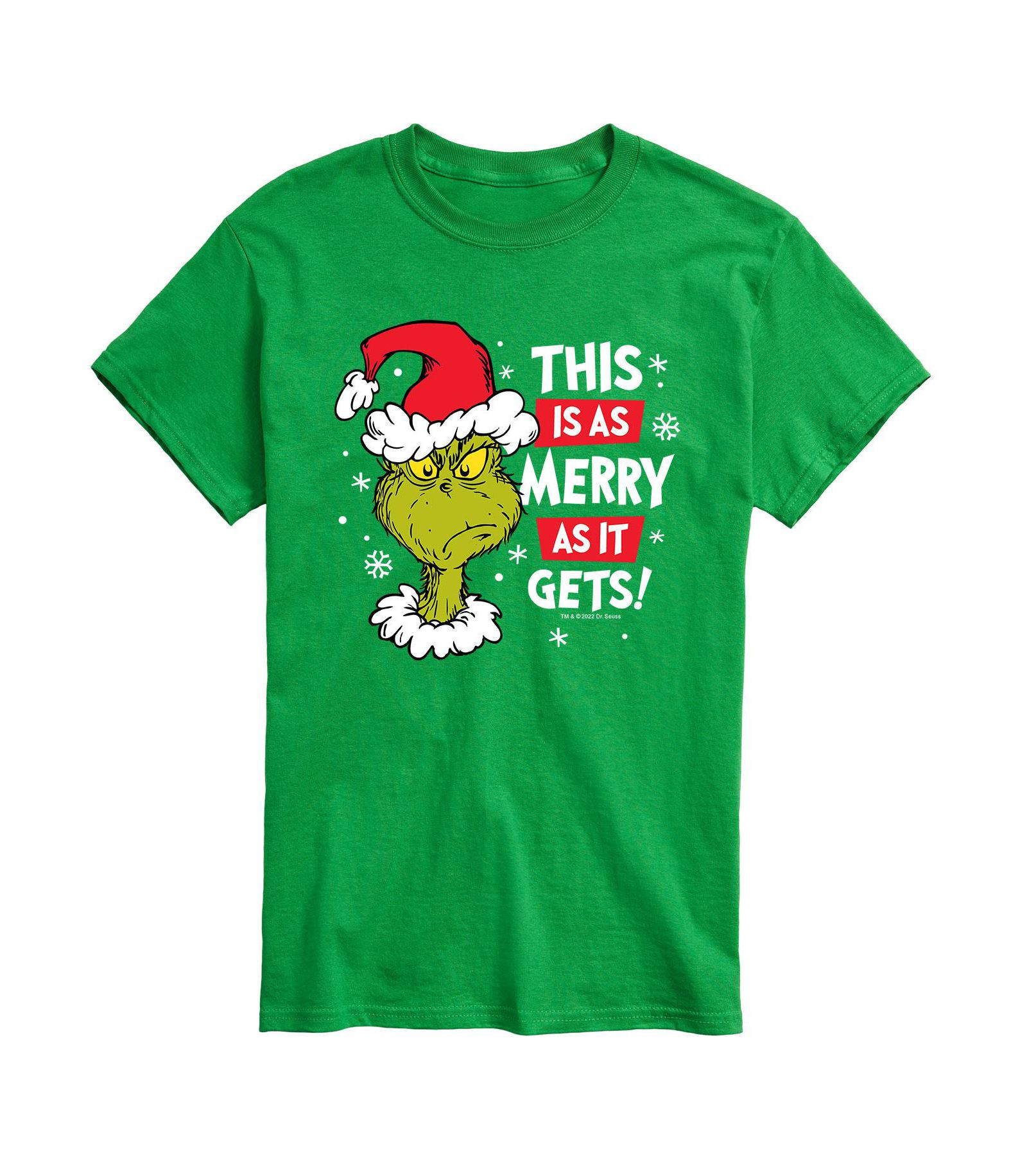 AIRWAVES Men's Dr. Seuss The Grinch As Merry As Gets Graphic T-shirt