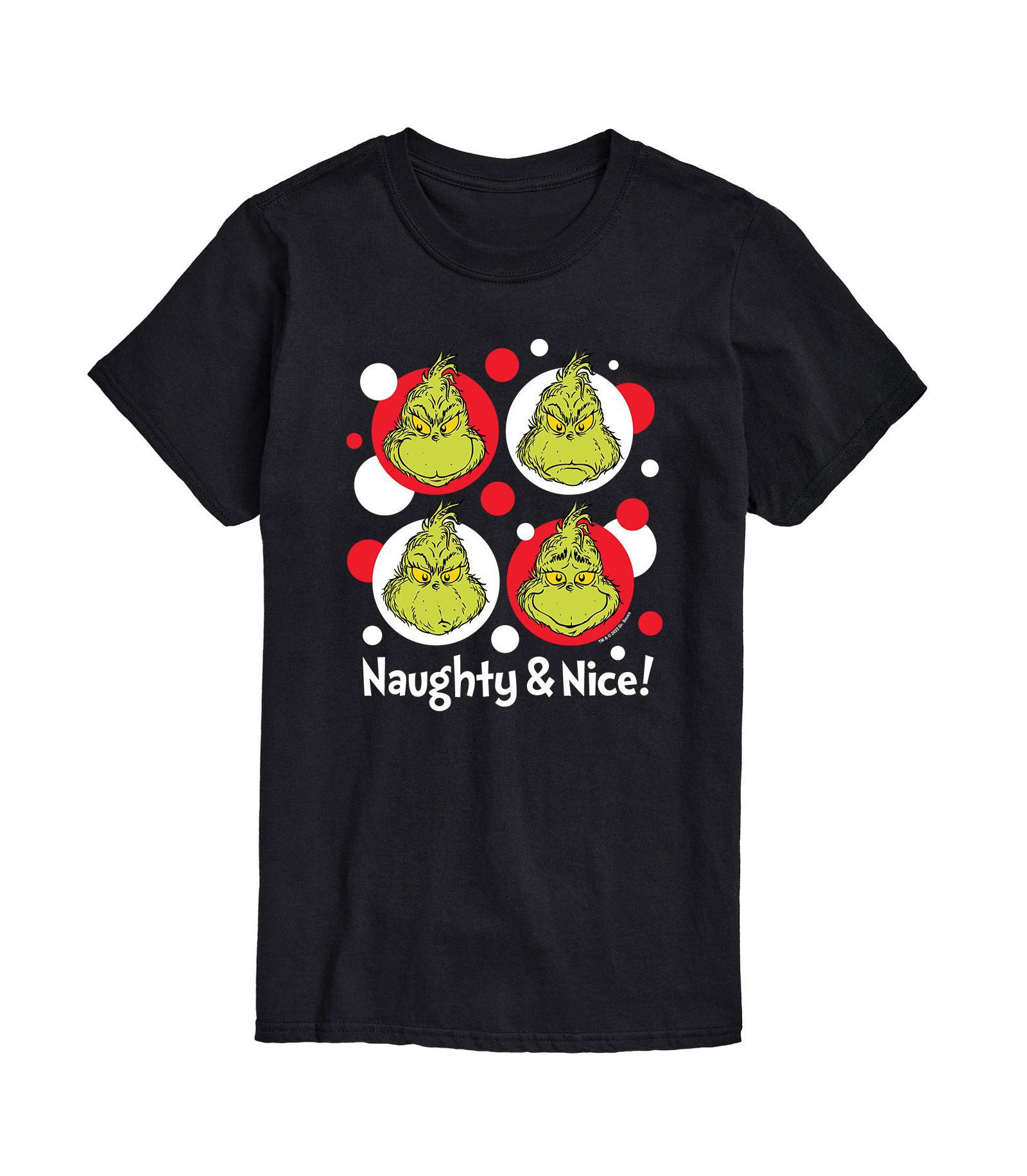AIRWAVES Men's Dr. Seuss The Grinch Naughty Nice Graphic T-shirt