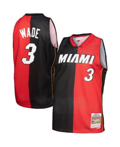 Мужское джерси Mitchell & Ness Dwyane Wade Miami Heat Black/Red Hardwood Classics 2005-06 Split Swingman