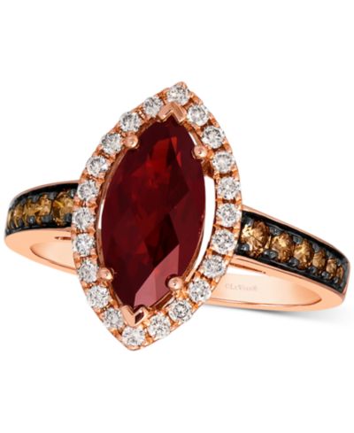 Le Vian® Pomegranate Garnet (2 ct. t.w.) & Diamond (1/2 ct. t.w.) Halo Ring in 14k Rose Gold