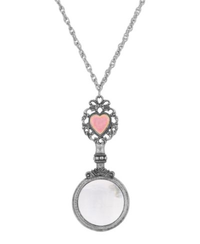 Подвеска-кулон с увеличительным стеклом в форме сердца 2028 Pewter Pink