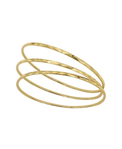 Набор браслетов Adornia Women's 14K Gold-Tone Plated Hammered Bangle, 3 Pieces