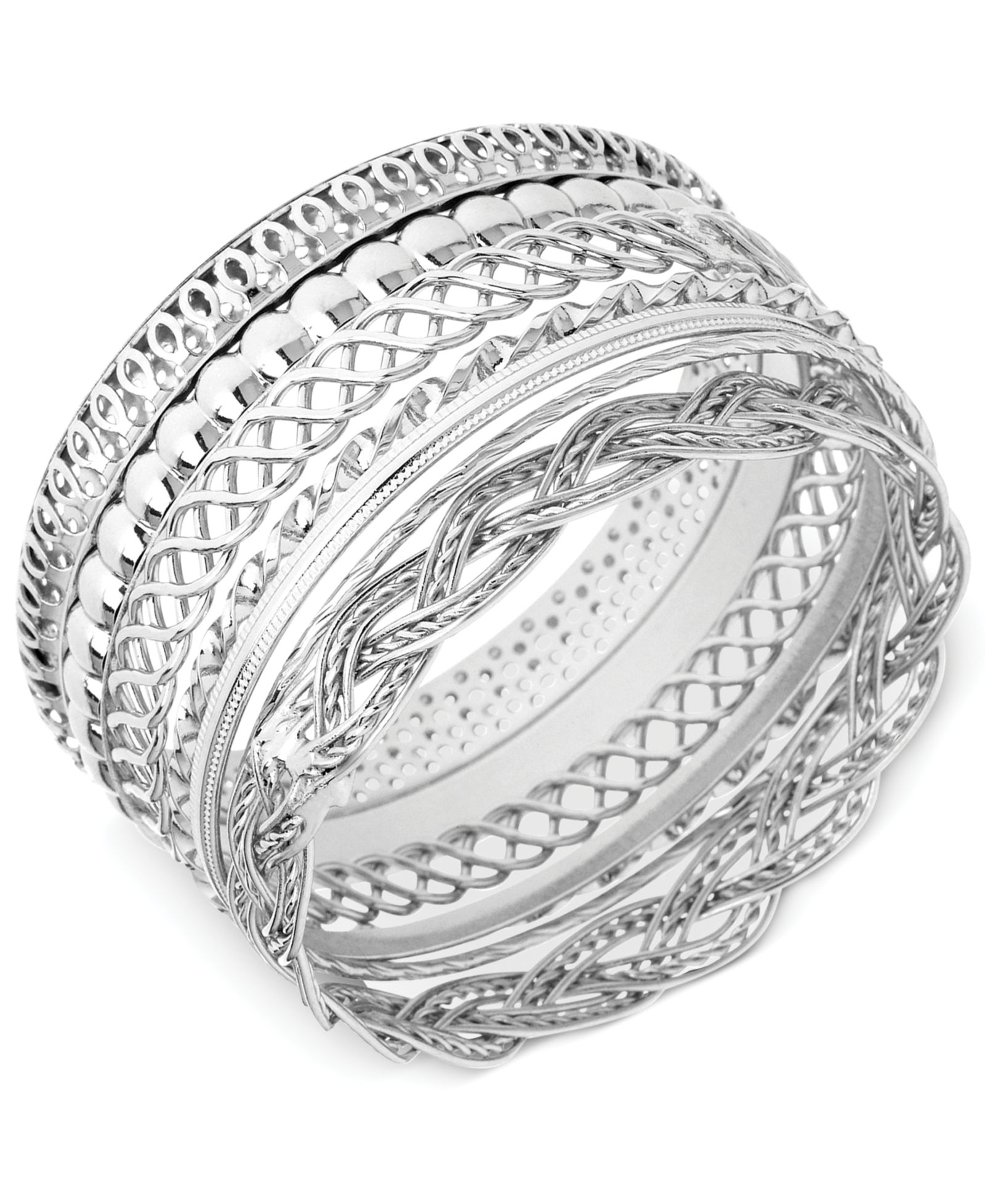 GUESS Textured Bangle Bracelet Set