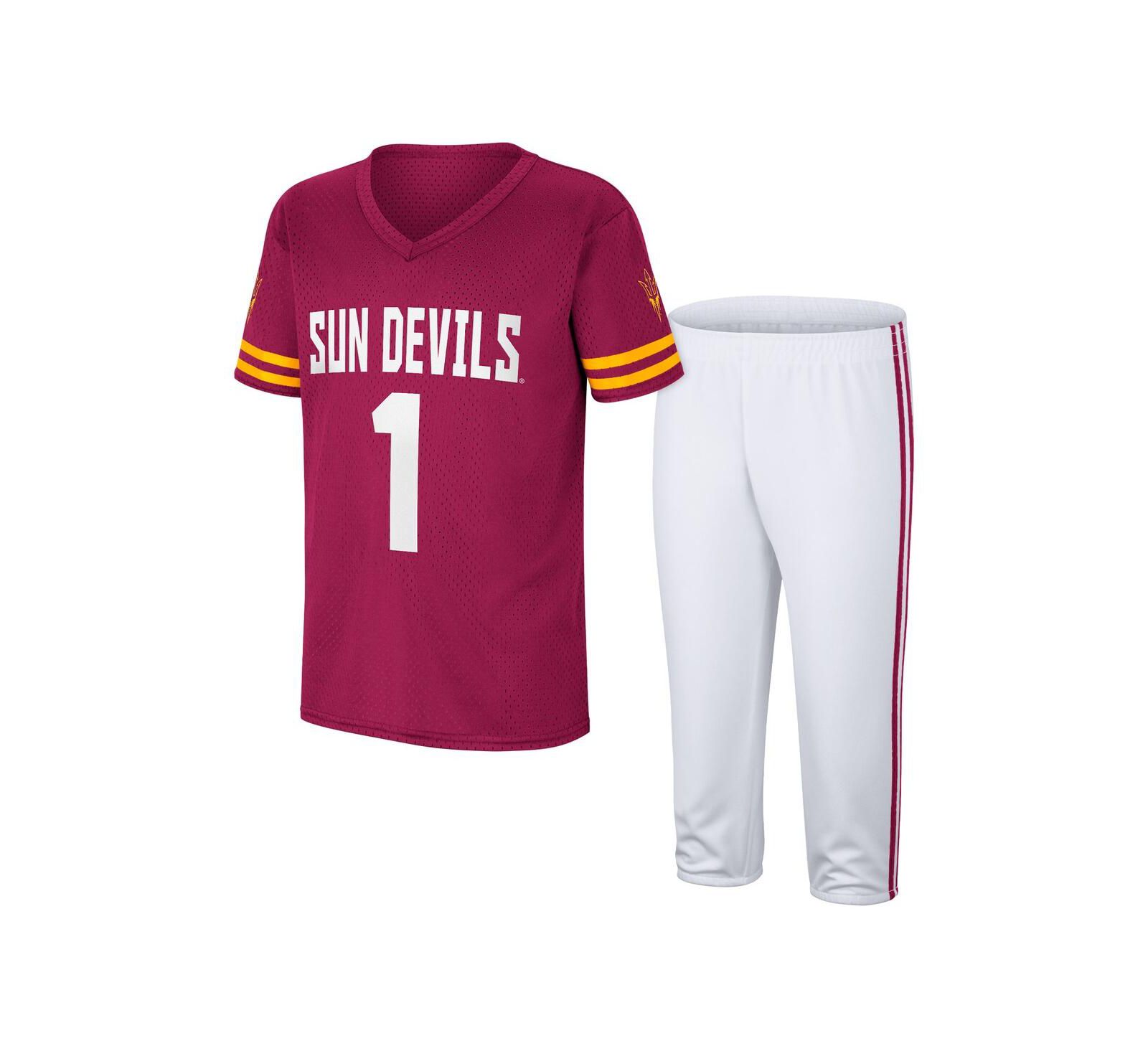 Big Boys Colosseum Maroon, White Arizona State Sun Devils Football Jersey and Pants Set