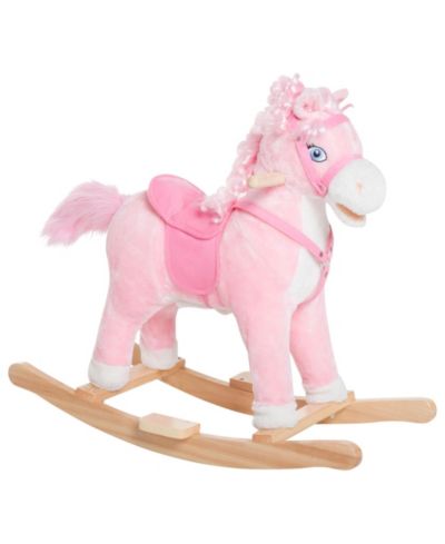 Qaba Kids Ride on Rocking Horse Plush With Realistic Sounds, 88 lb. Capacity, Ages 3+