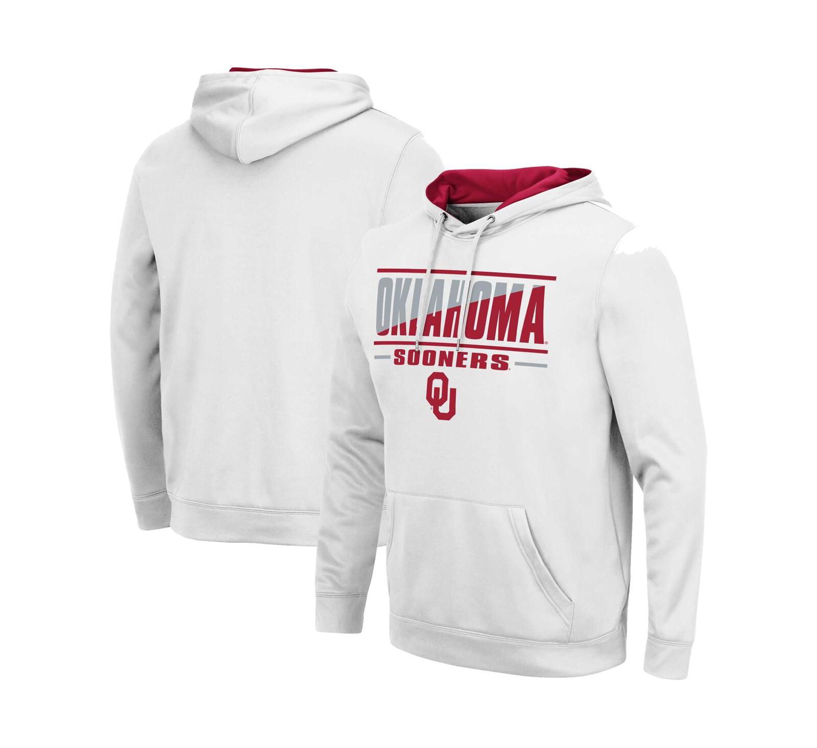 Мужское худи Colosseum White Oklahoma Sooners Slash Stack 2.0 Pullover