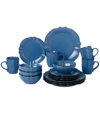 Lorren Home Trends Scalloped Edge 16 Pc. Dinnerware Set, Service for 4