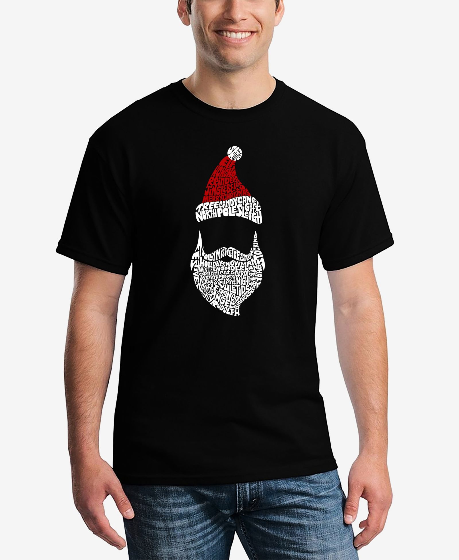 LA Pop Art Men's Santa Claus Word Art T-shirt