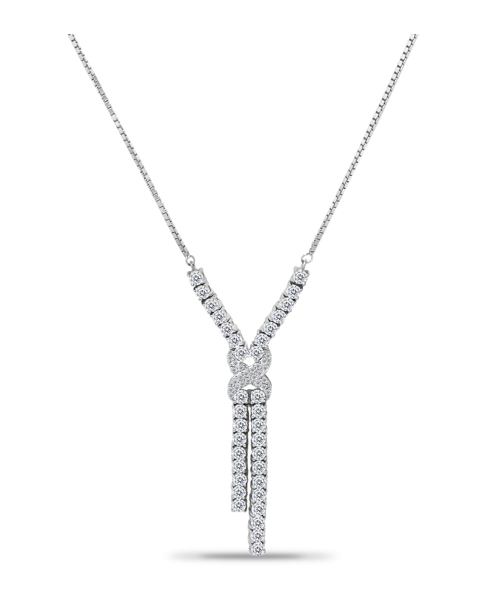 Ожерелье Macy's Cubic Zirconia Infinity Frontal Drop с регулируемой длиной (6.6 ct. t.w.) из 18K Sterling Silver или Sterling Silver