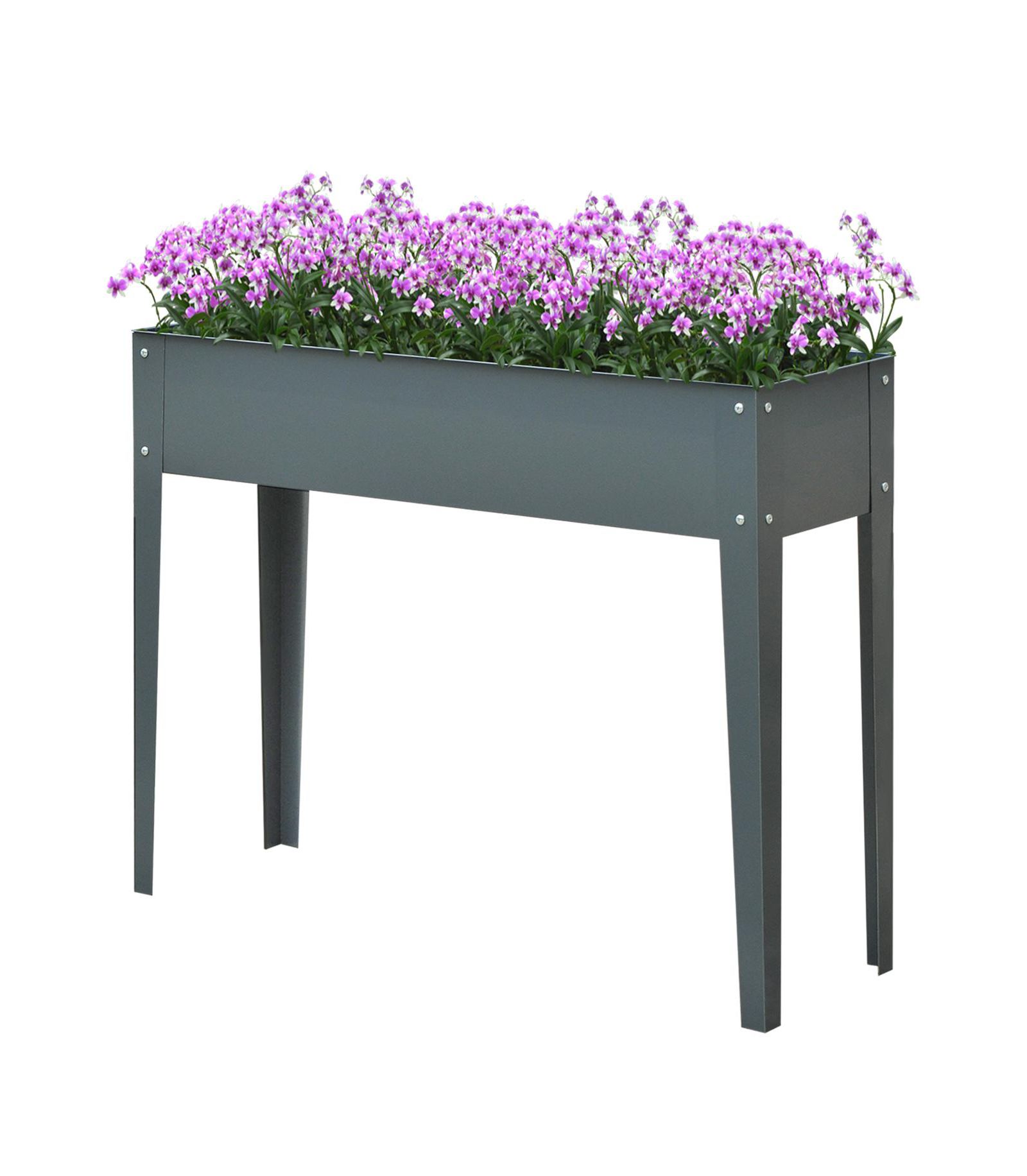 Outsunny Metal Raised Garden Bed with Drain Holes, Dark