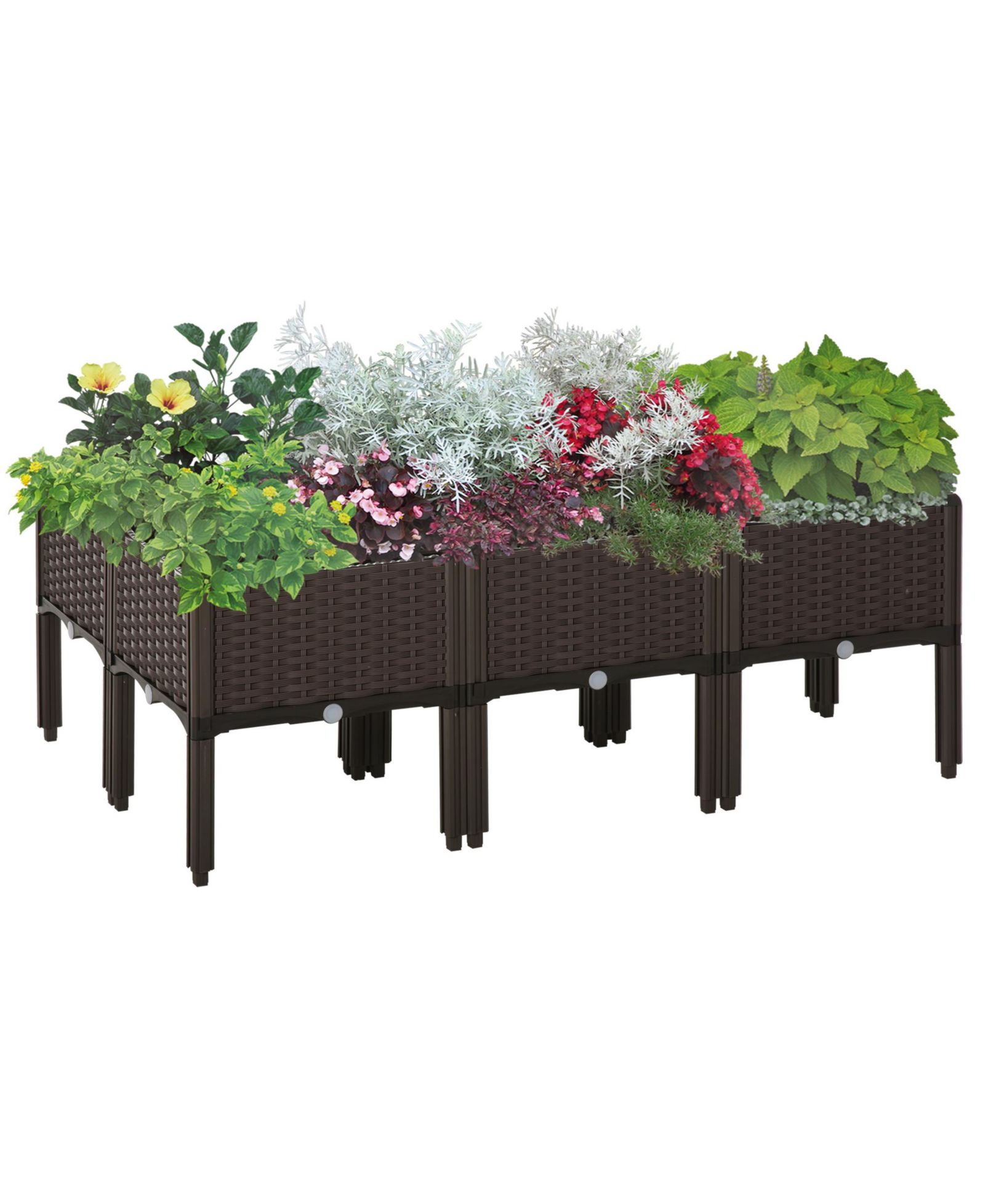 Outsunny 6 Piece Raised Garden Bed Set, Draining  15.75" L x 15.75" W x 17.3" H
