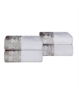 Набор из 4 полотенец для рук Superior Wisteria Floral Embroidered Jacquard Border Cotton