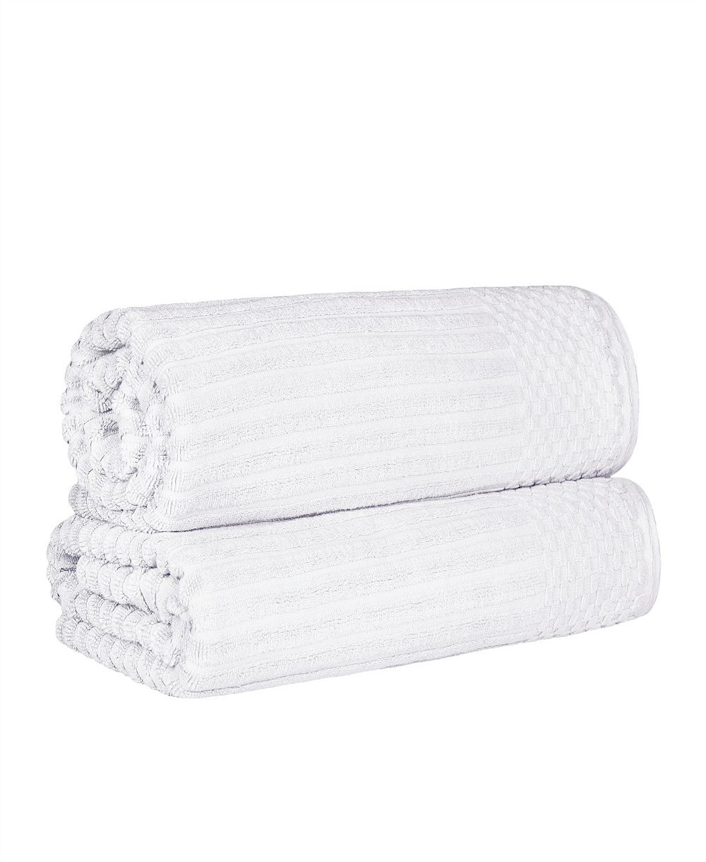 Superior Soho Checkered Border Cotton 2 Piece Bath Sheet Set, 68" x 34"