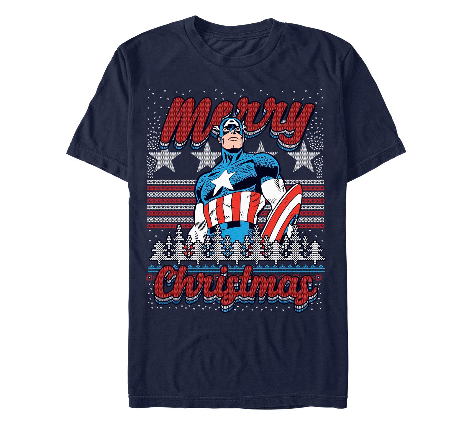 Fifth Sun Men's Marvel Comics Retro Merica Christmas Short Sleeves T-shirt