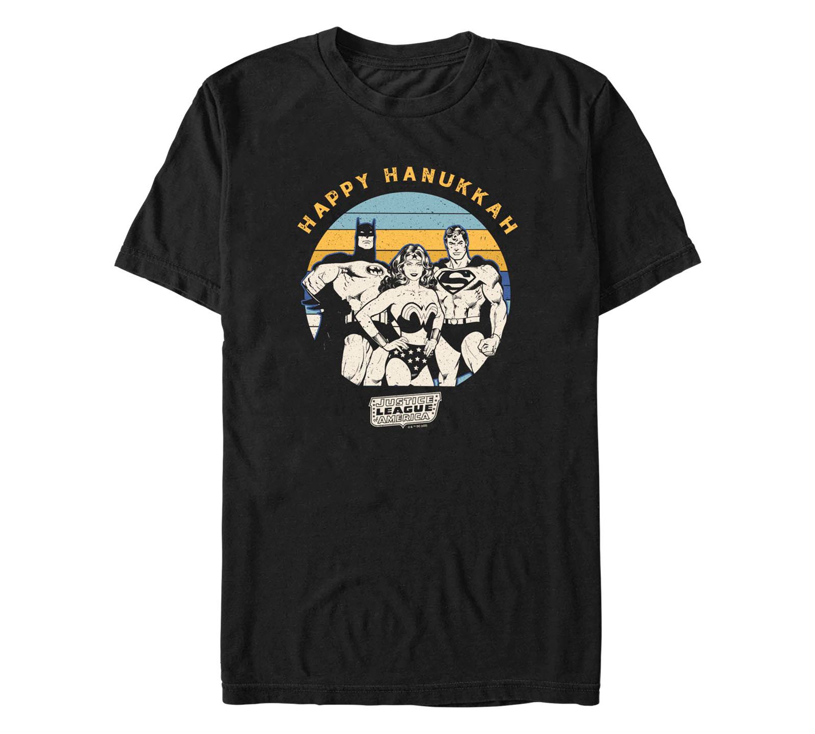 Fifth Sun Men's Justice League Retro Hanukkah Short Sleeves T-shirt