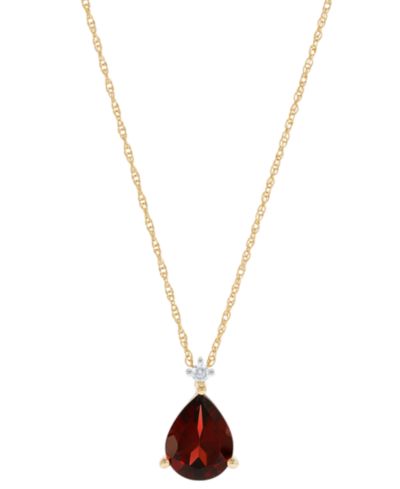 Ожерелье-подвеска с гранатом (1-3/4 ct. t.w.) и бриллиантами в золоте 14k
