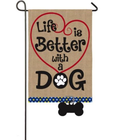 Садовый флаг Evergreen Flag Life is Better with Dog