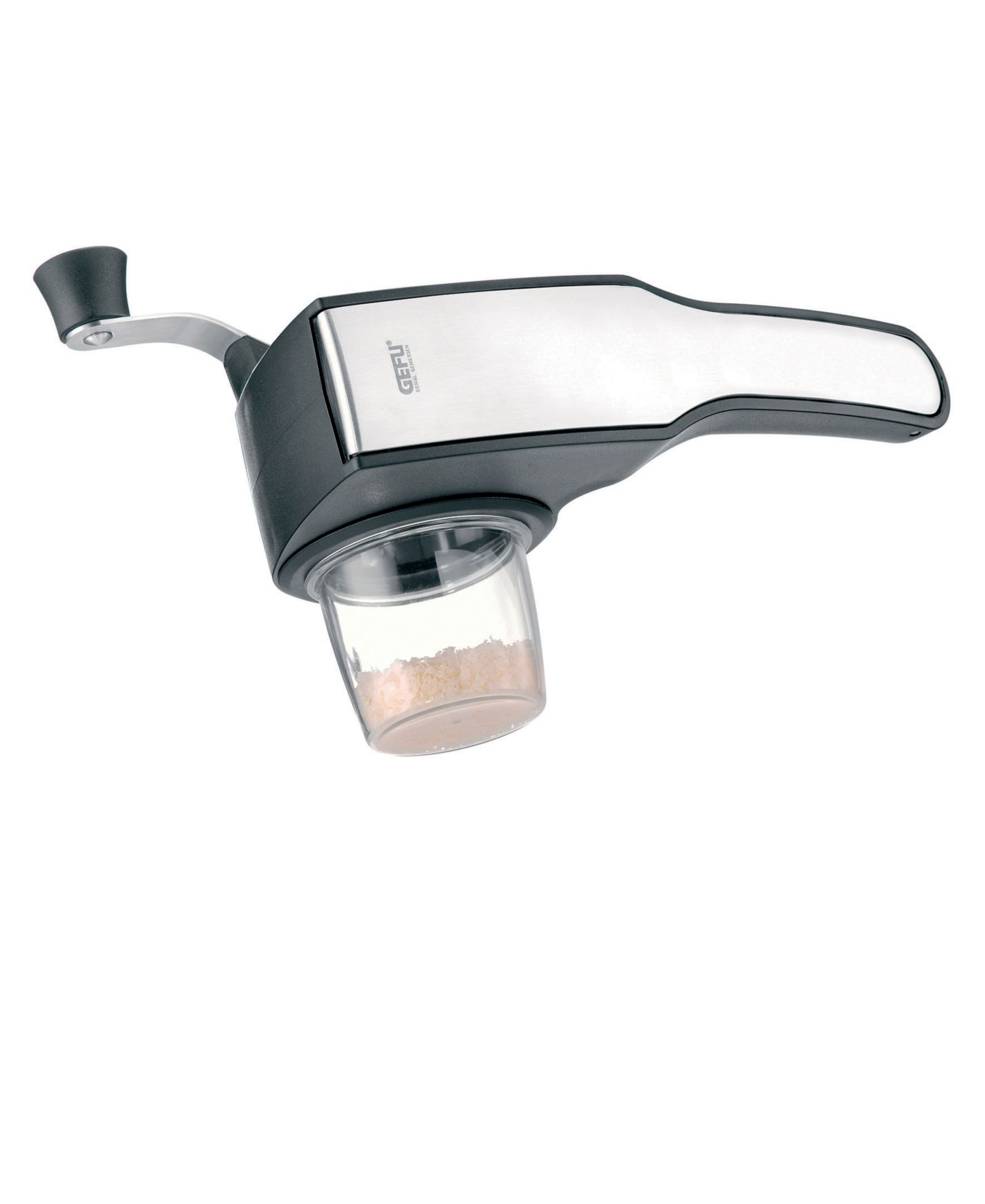 GEFU Stainless Steel 2 Drum Rotary Grater with Attachable Container and Lid
