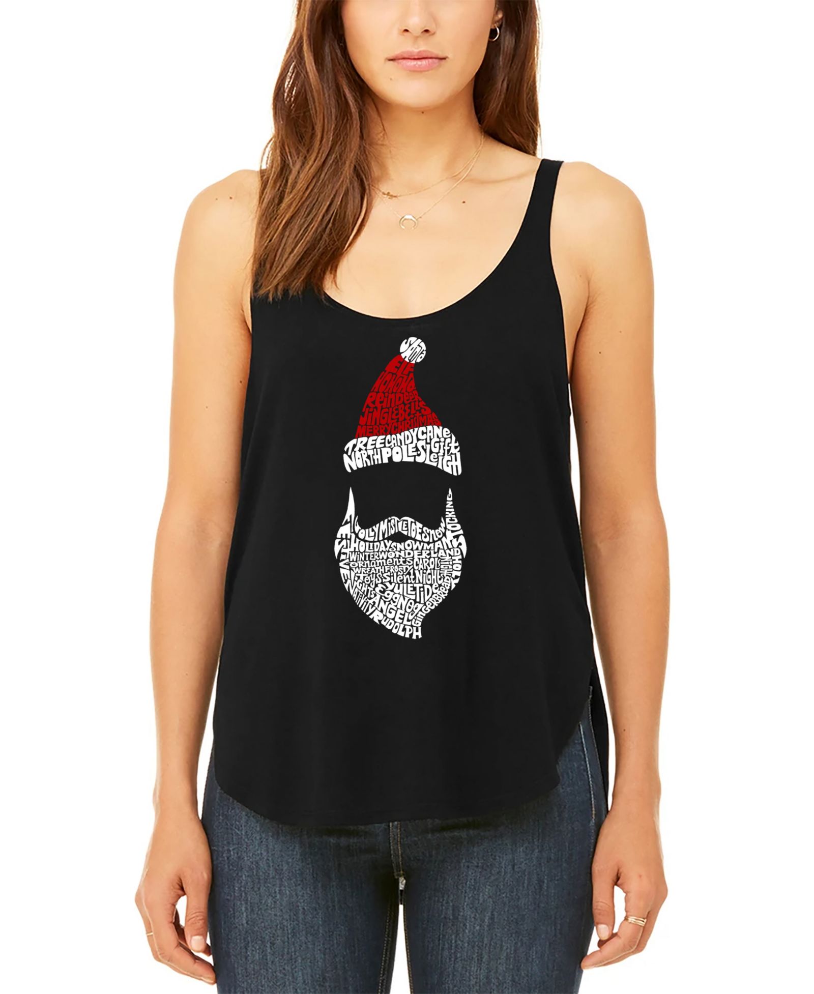 Женский топ LA Pop Art Santa Claus Premium Word Art Flowy Tank Top