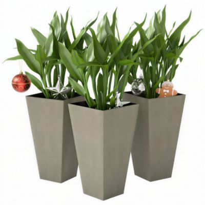 Outsunny 28" Tall Plastic Flower Pot, Set of 3, Large Outdoor and Indoor