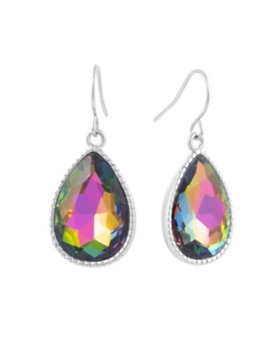 Macy's Pear Shape Crystal Drop Earrings (7/25 ct. t.w.) in Fine Silver Plated Brass