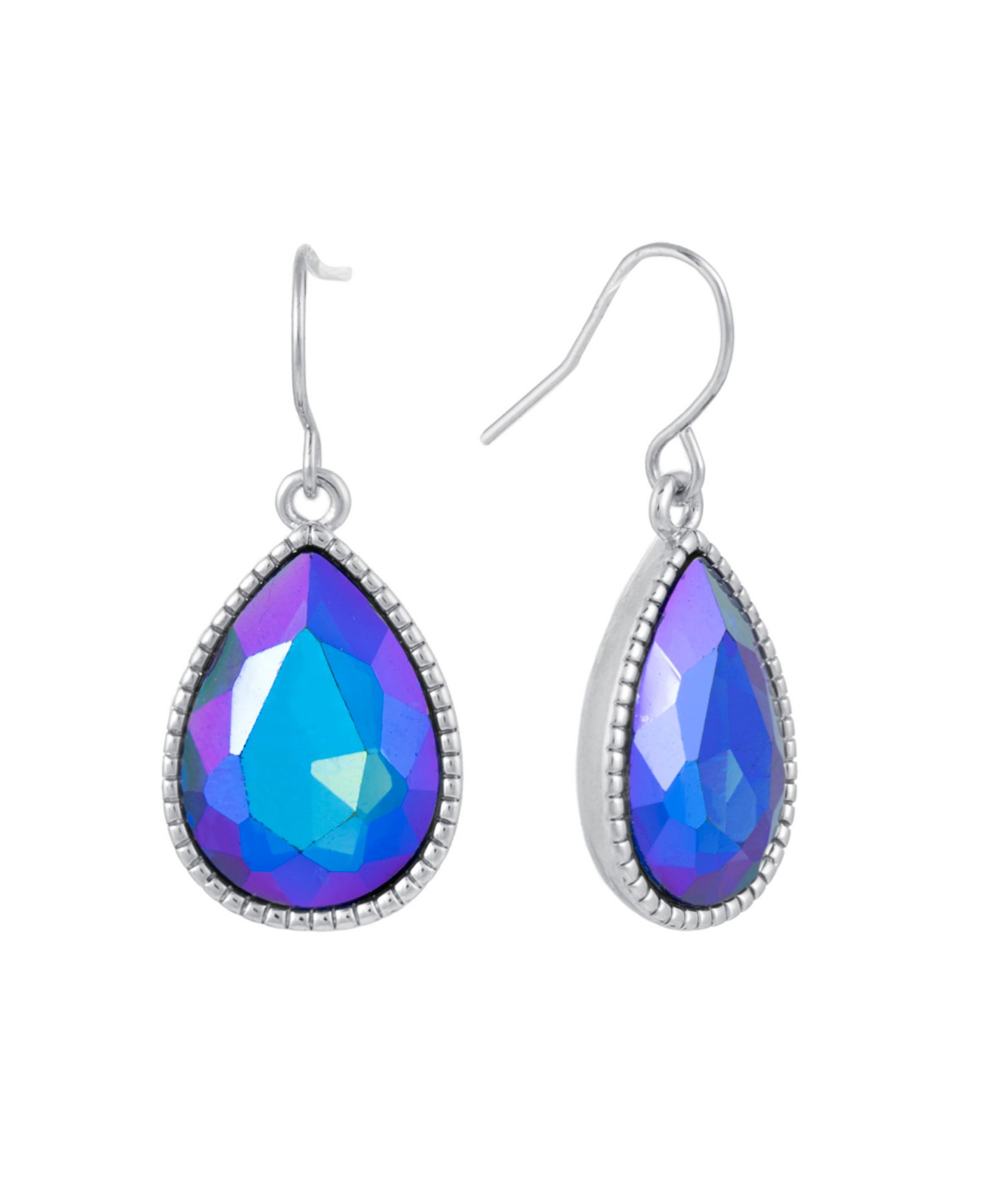 Серьги Macy's Pear Shape Crystal Drop in Fine Silver Plated Brass