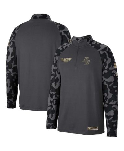 Men's Colosseum Charcoal San Diego Toreros OHT Military-Inspired Appreciation Long Range Raglan Quarter-Zip Jacket