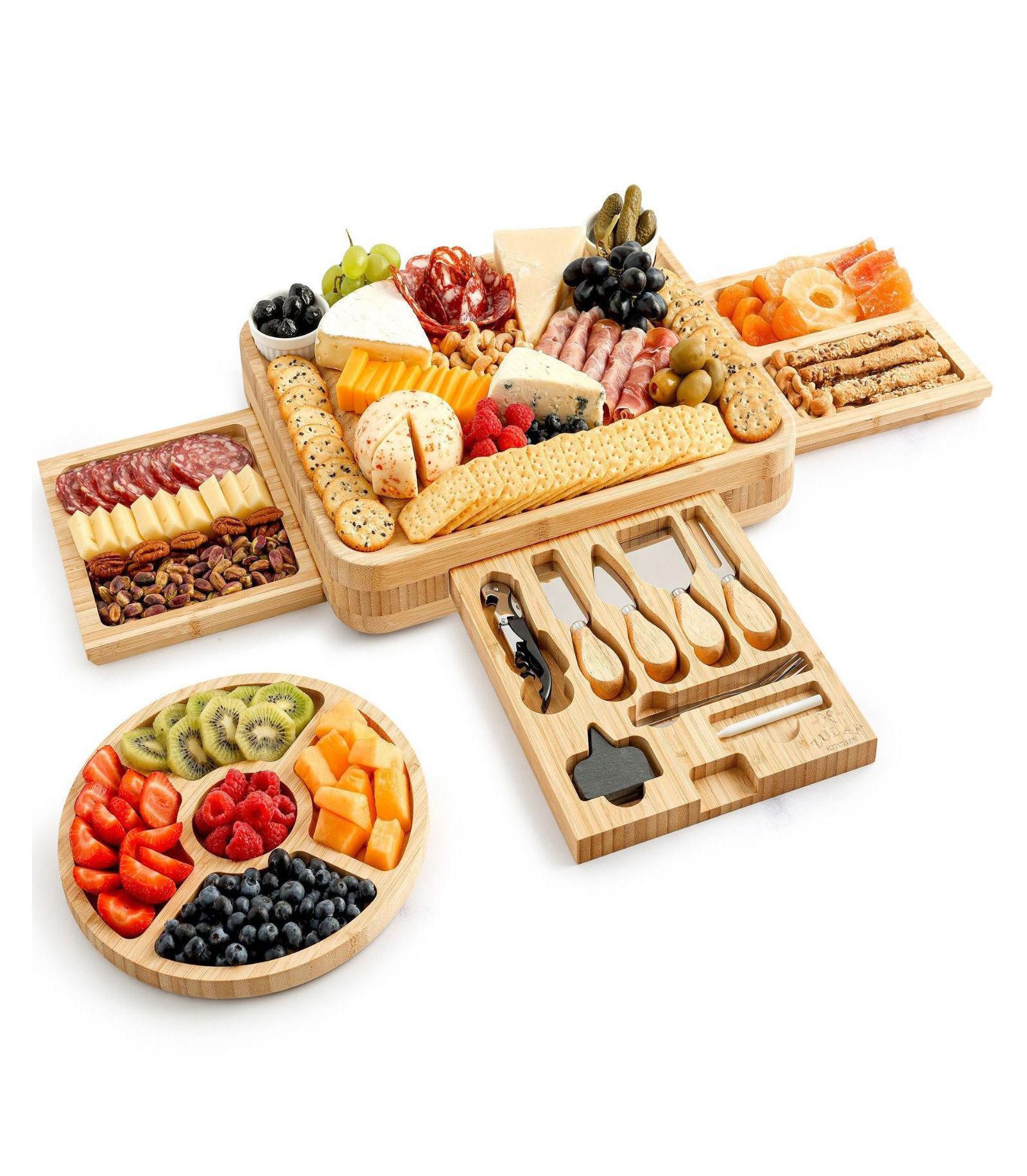 Набор досок для сыра Zulay Kitchen Premium Bamboo с набором из 4 ножей